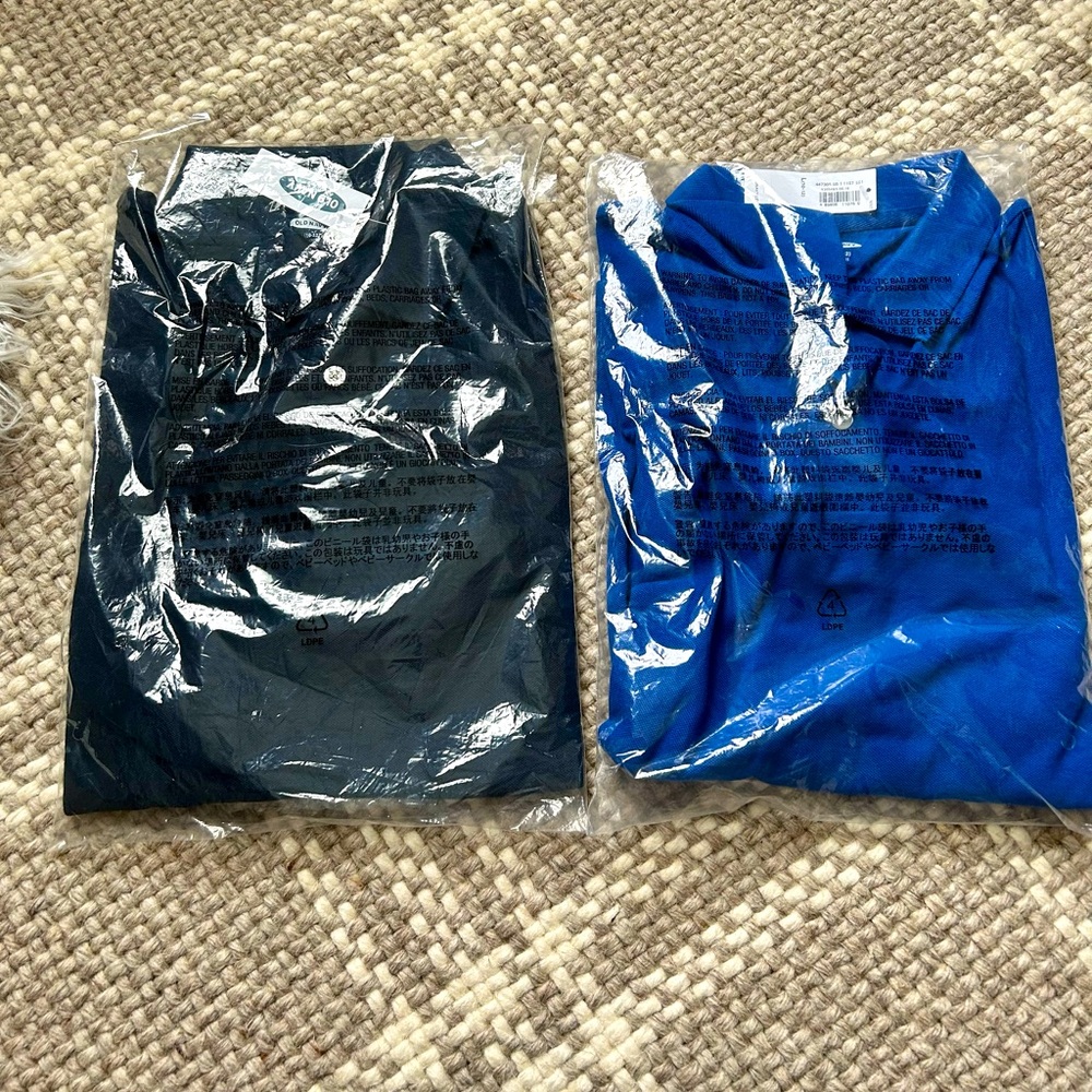 Old Navy long sleeve polo shirts NWT in package. Boys 10-12 Navy and Royal Blue
